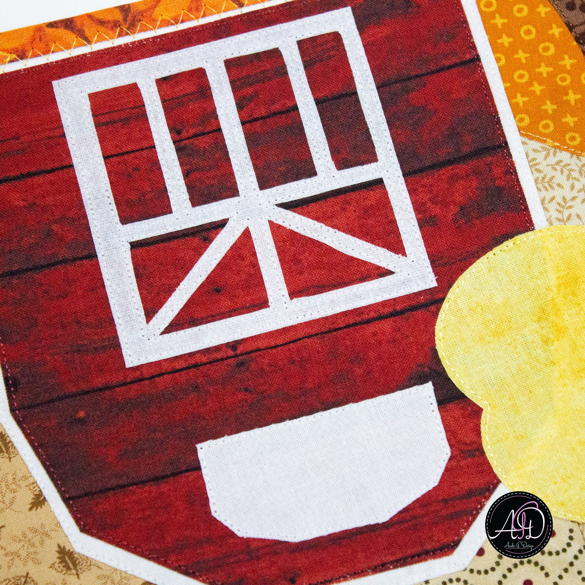 Red Barn Autumn Quilted Table Runner | Applique Table Runner