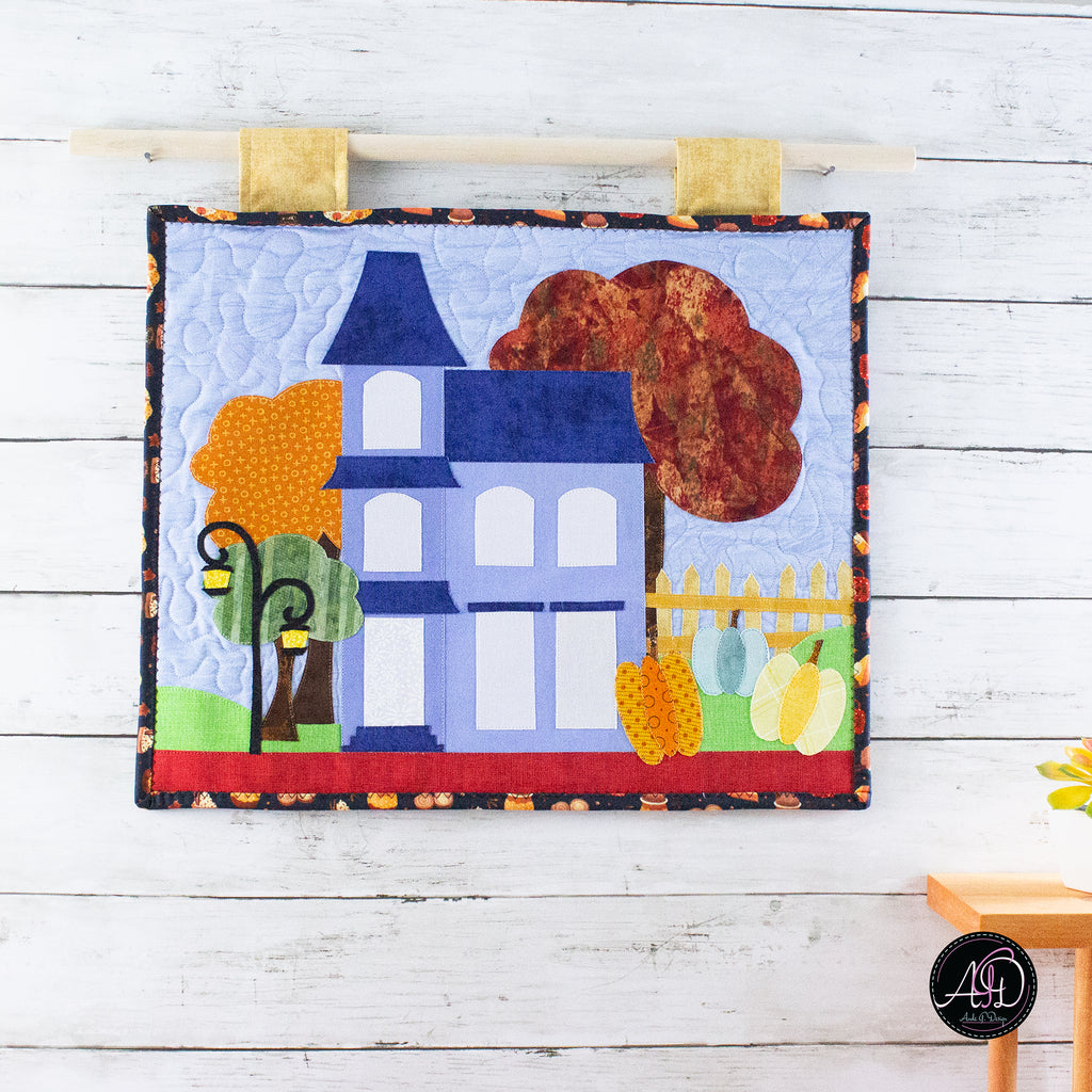 Pumpkin Patch House Quilted Wall Hanging | Applique Wall Hanging
