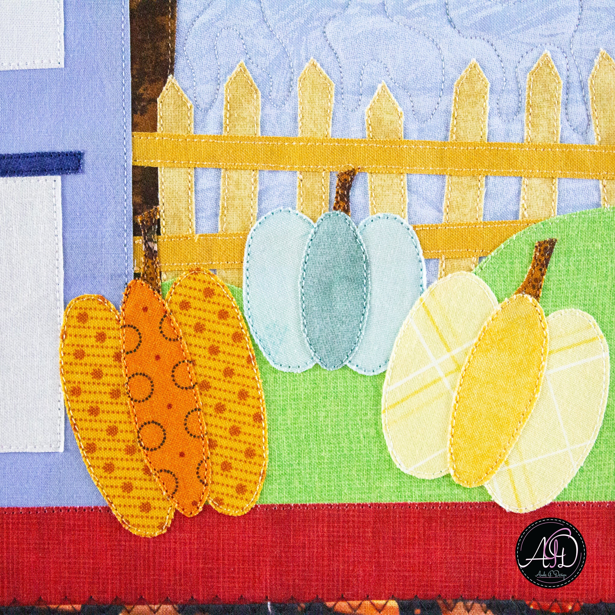 Pumpkin Patch House Quilted Wall Hanging | Applique Wall Hanging