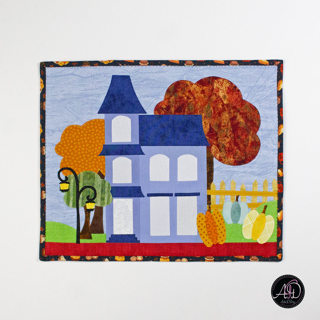 Pumpkin Patch House Quilted Wall Hanging | Applique Wall Hanging