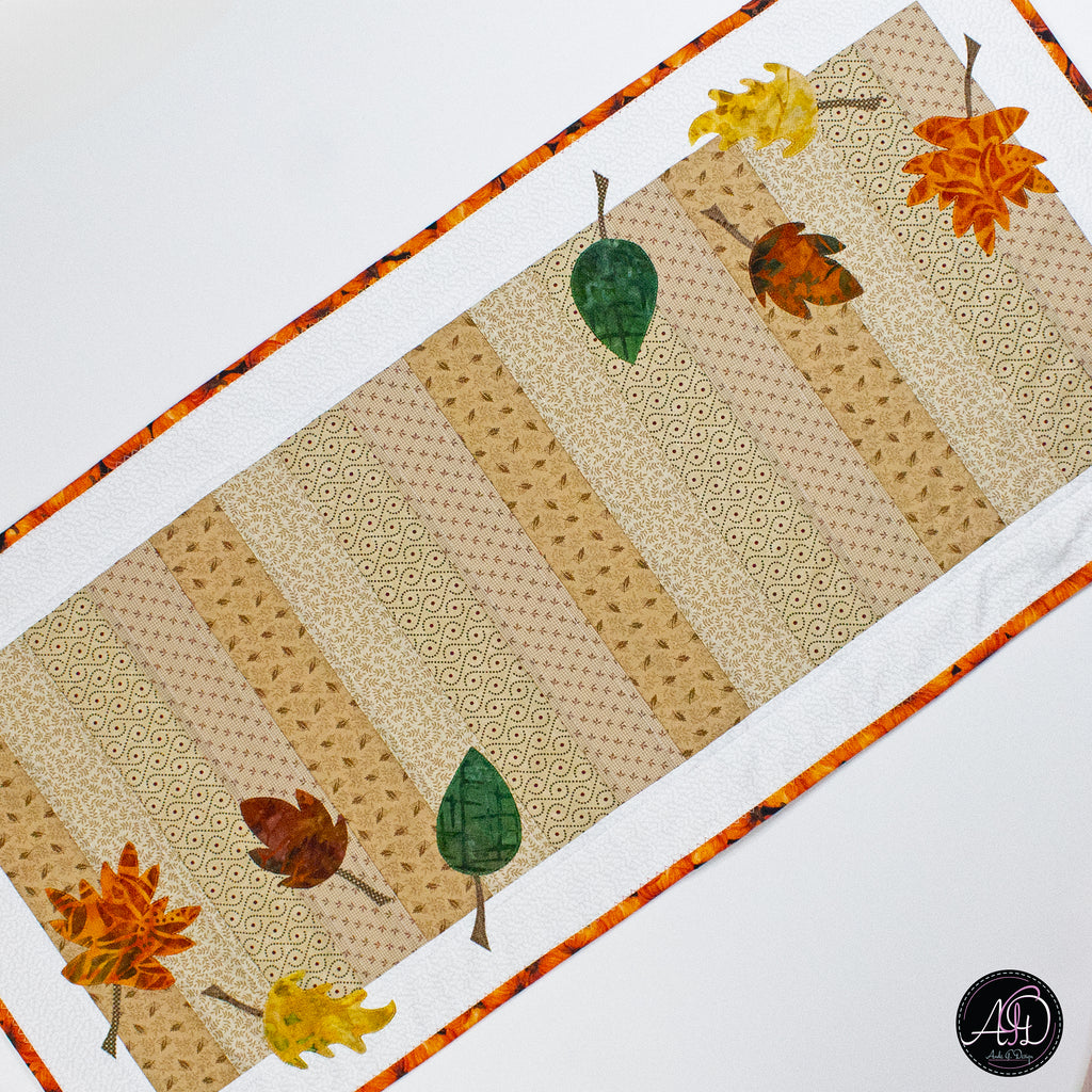 Fall Leaves Autumn Quilted Table Runner | Applique Table Runner