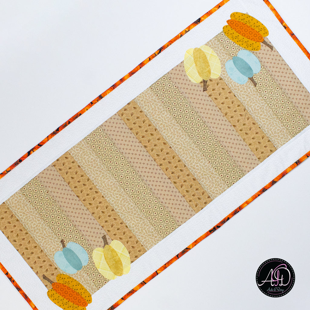 Pumpkin Patch Autumn Quilted Table Runner | Applique Table Runner