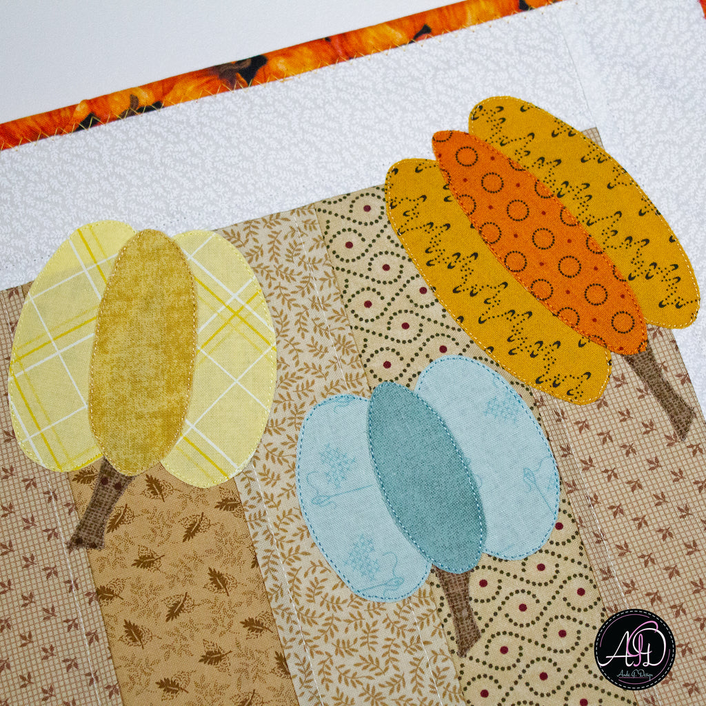 Pumpkin Patch Autumn Quilted Table Runner | Applique Table Runner