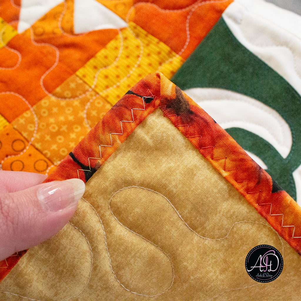 Pumpkin Twirls Quilted Autumn Table Runner | Applique Table Runner