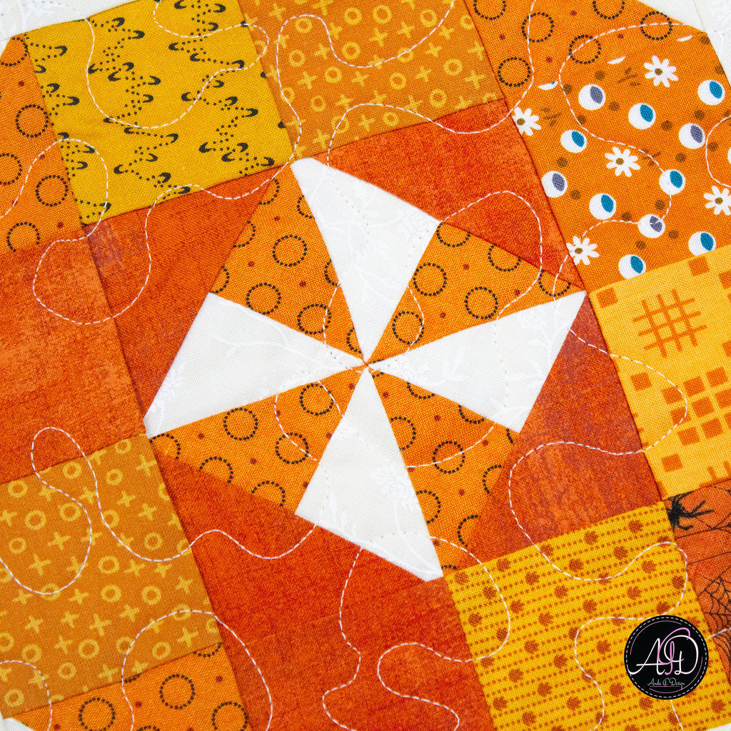 Pumpkin Twirls Quilted Autumn Table Runner | Applique Table Runner