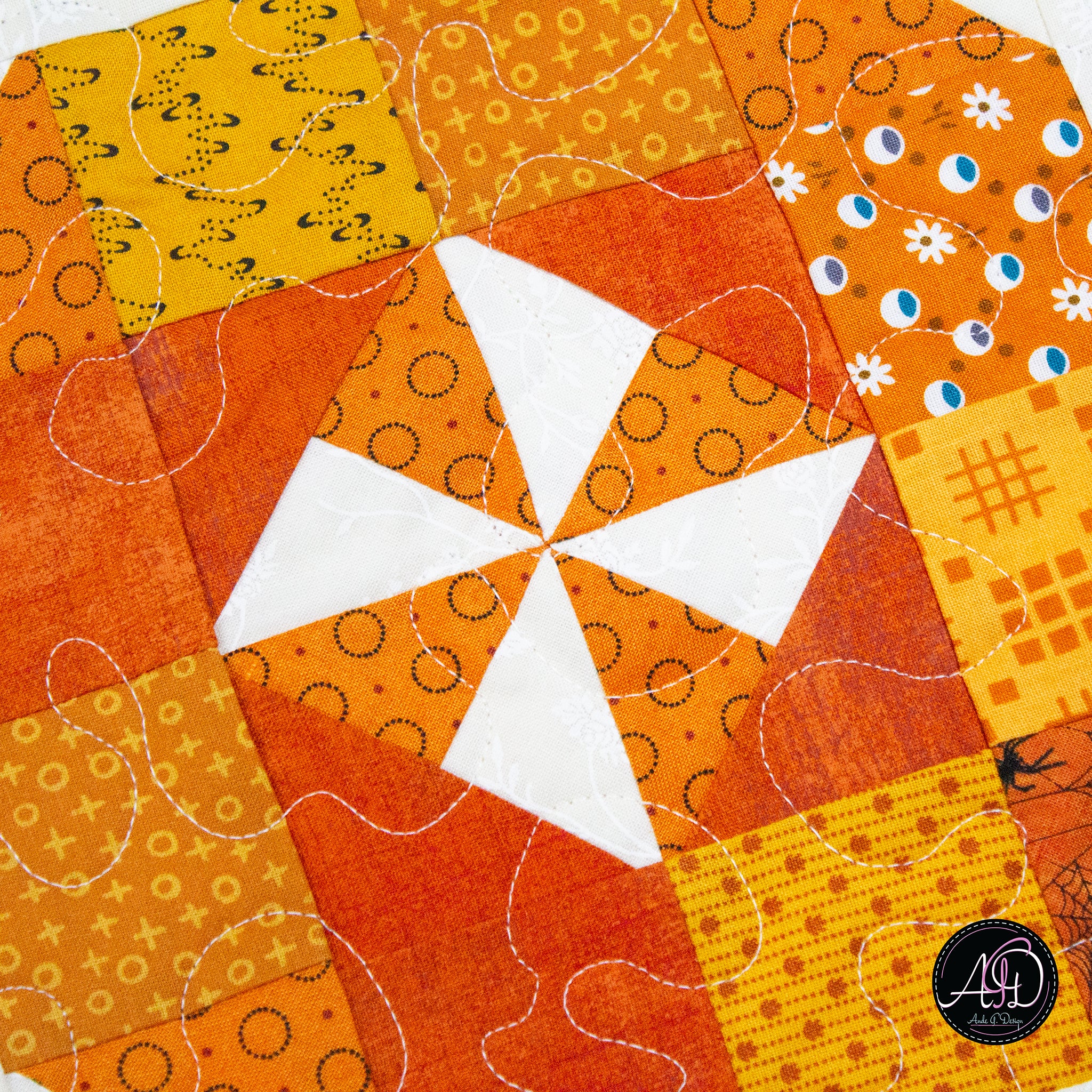 Pumpkin Twirls Quilted Autumn Table Runner | Applique Table Runner