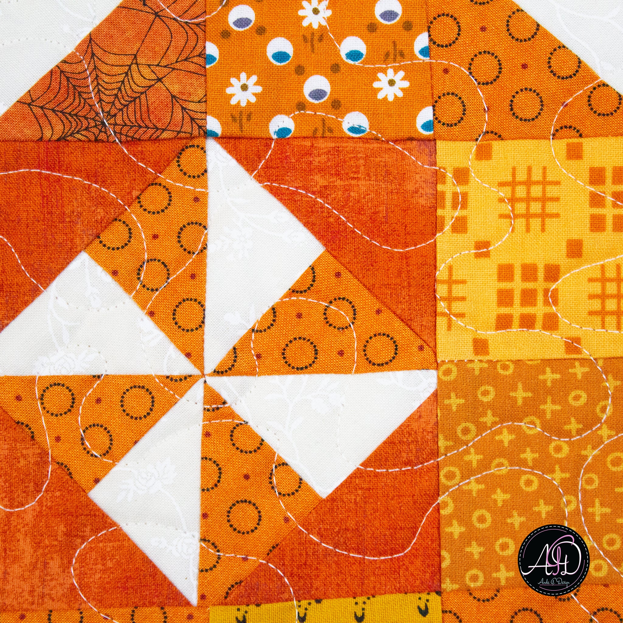 Pumpkin Twirls Quilted Autumn Table Runner | Applique Table Runner