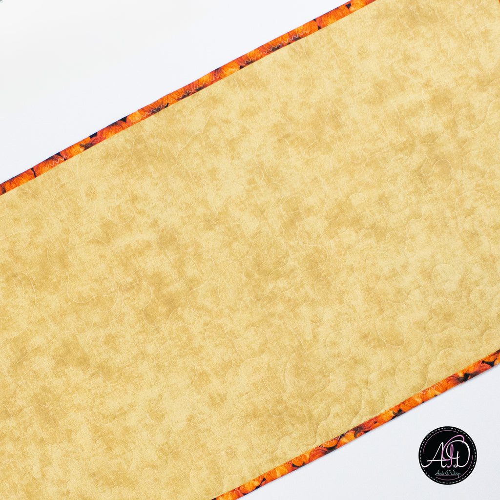 Pumpkin Twirls Quilted Autumn Table Runner | Applique Table Runner