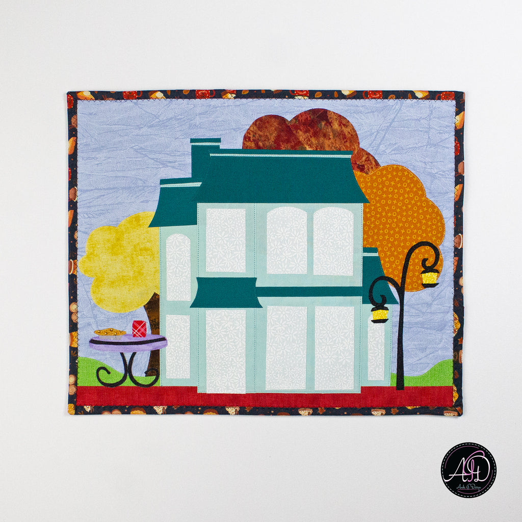 Autumn Cafe House Quilted Wall Hanging | Applique Wall Hanging