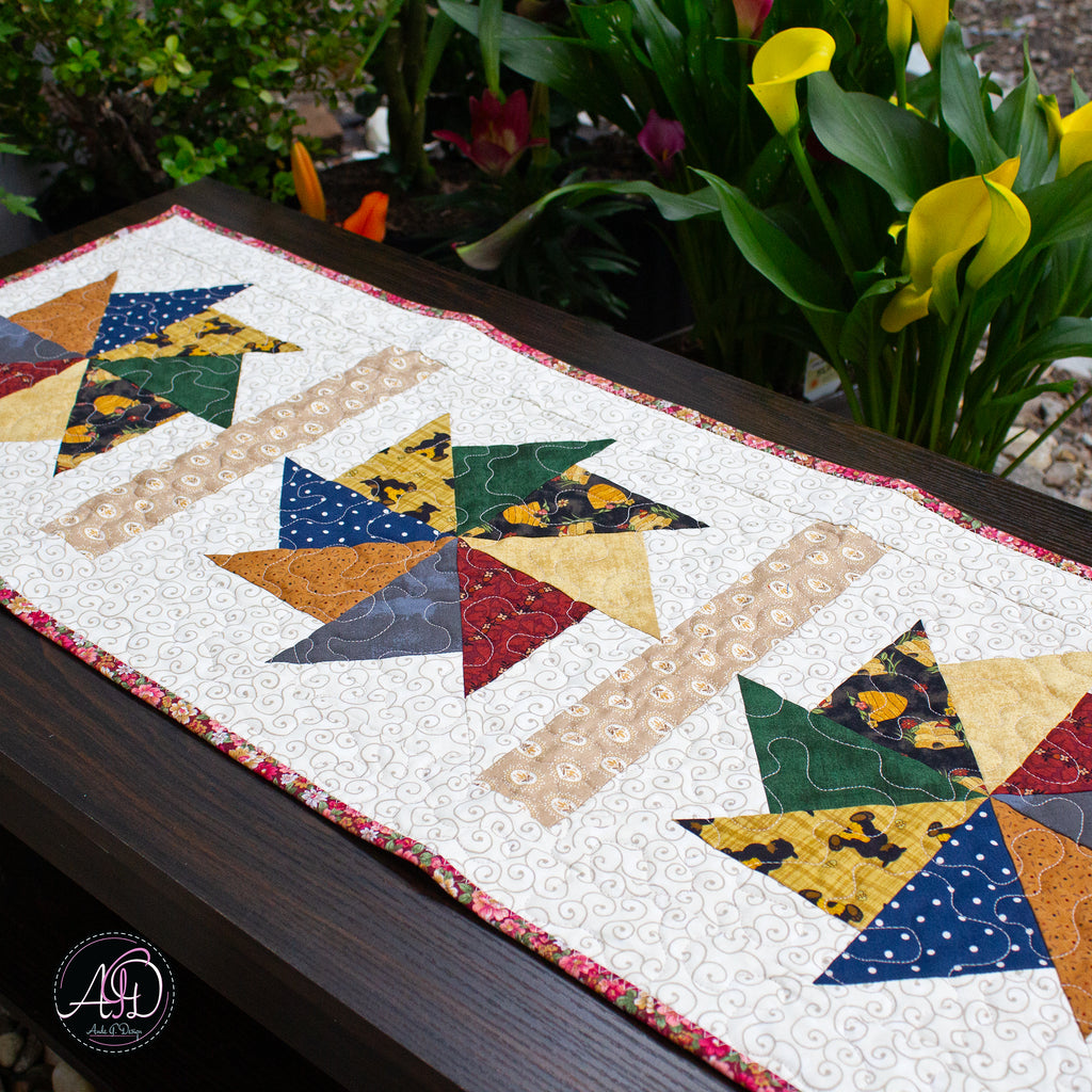 Summer Rolling Pinwheel Quilted Table Runner