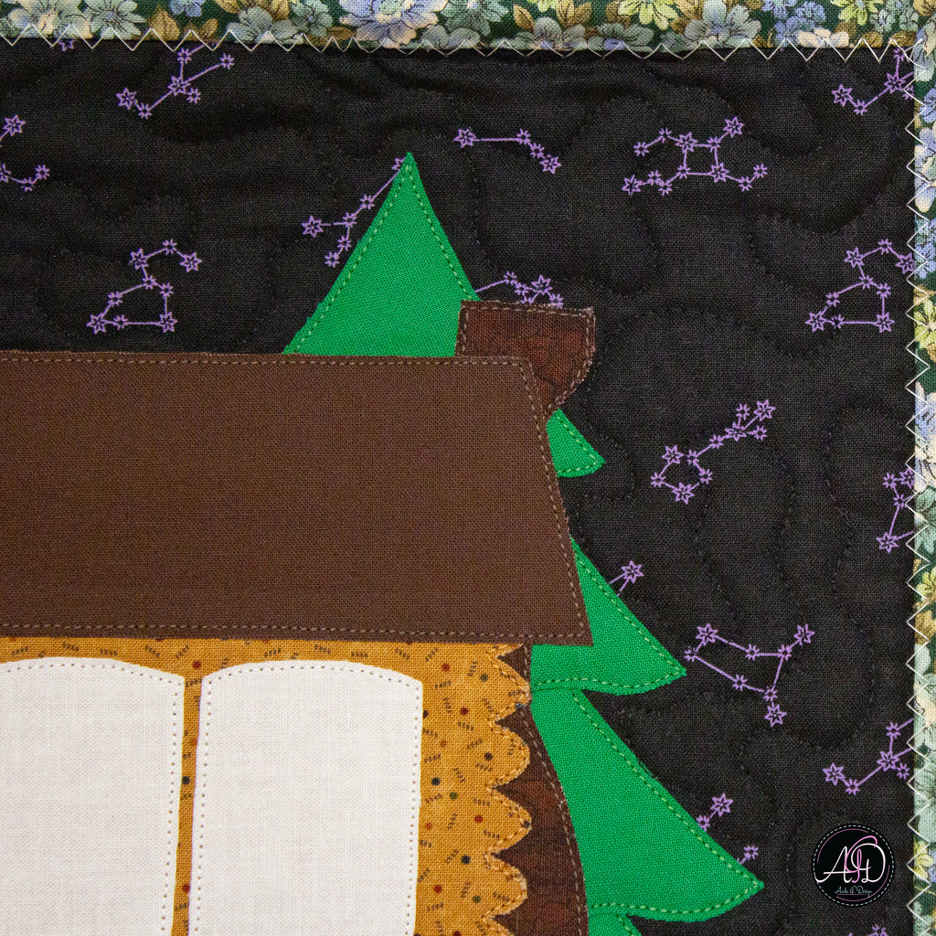 Cedar Ridge Cabin Quilted Wall Hanging | Applique Wall Hanging