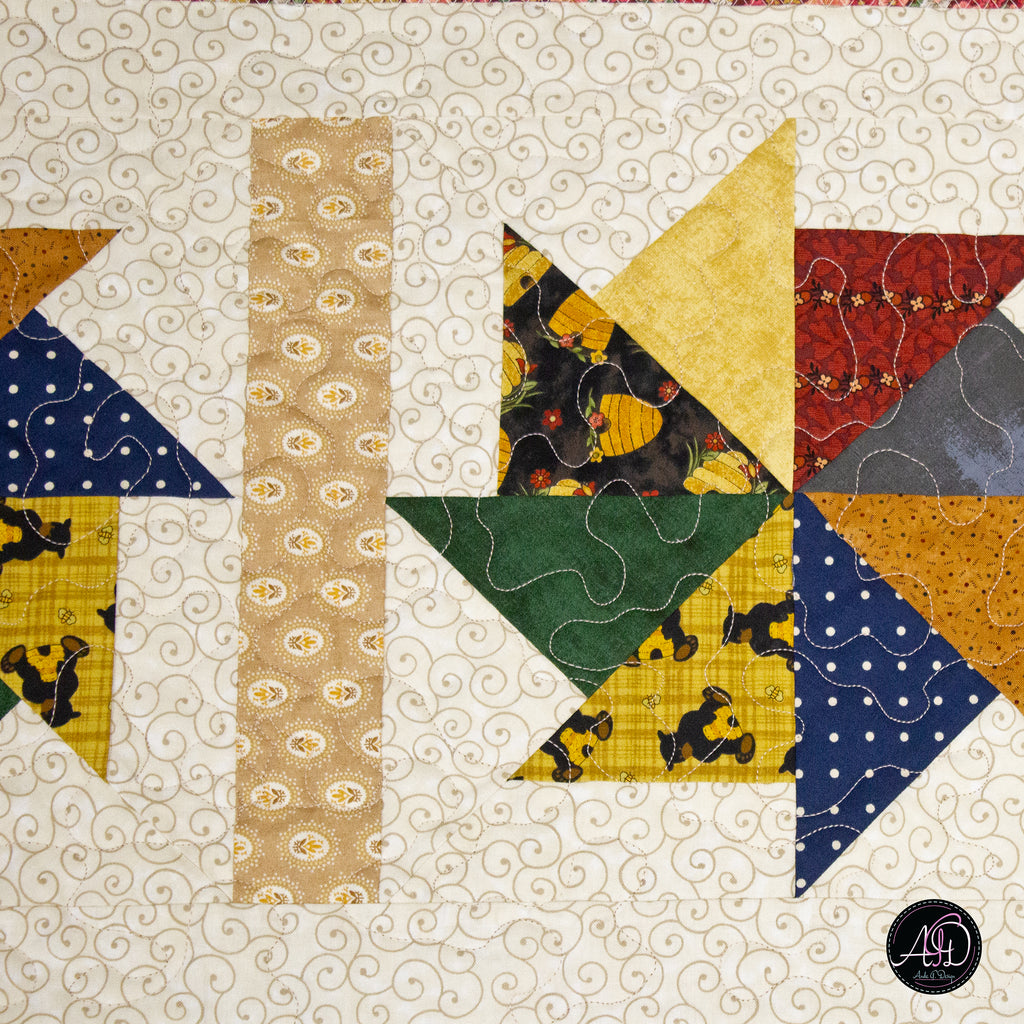 Summer Rolling Pinwheel Quilted Table Runner