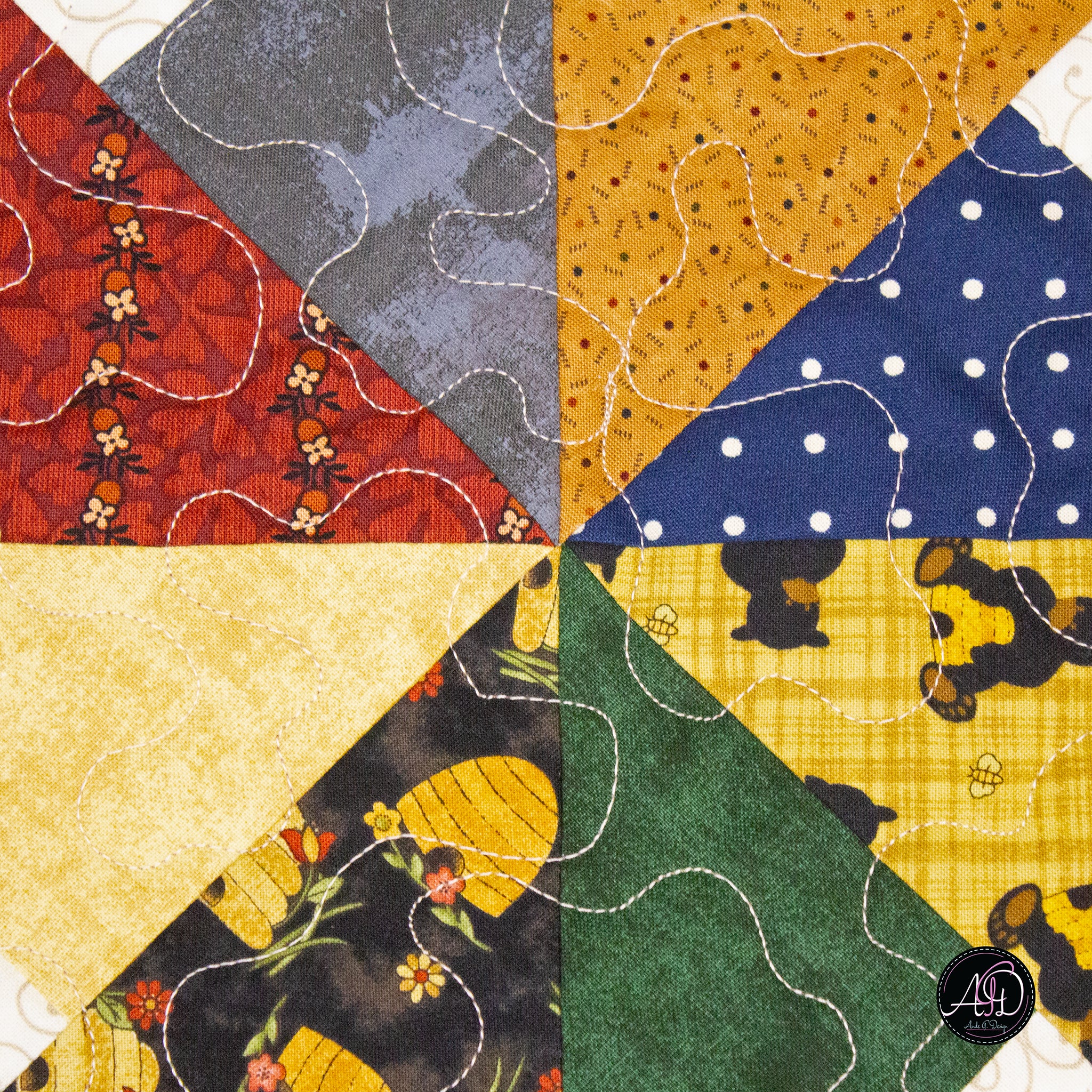 Summer Rolling Pinwheel Quilted Table Runner