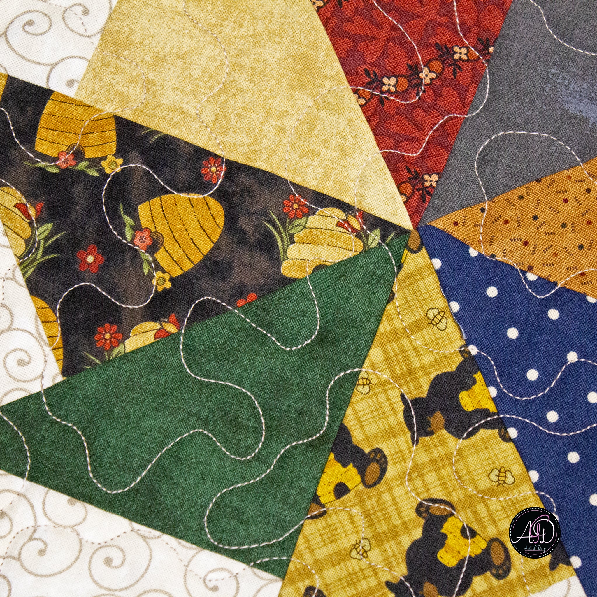Summer Rolling Pinwheel Quilted Table Runner