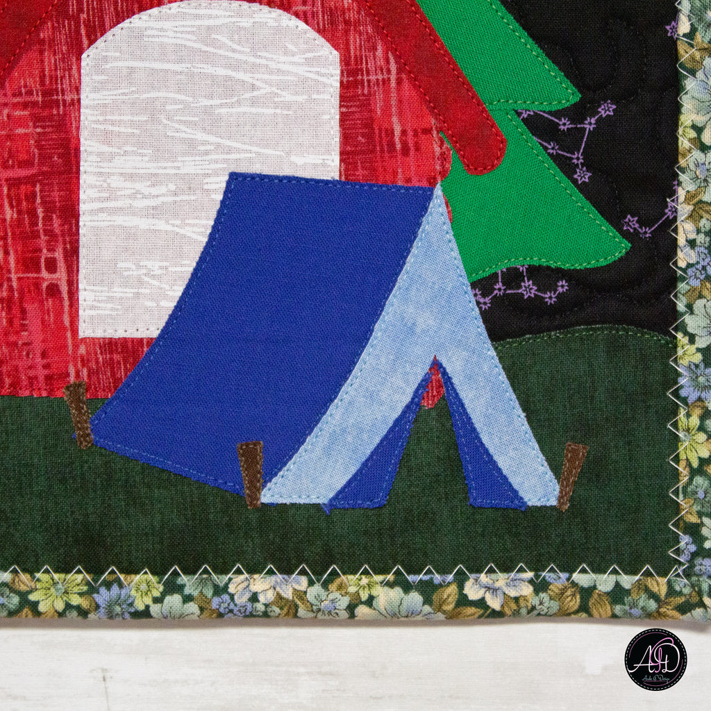 Crimson Falls Cabin Quilted Wall Hanging | Applique Wall Hanging