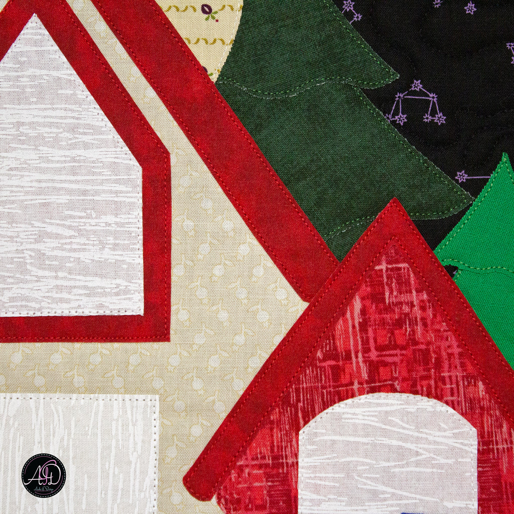 Crimson Falls Cabin Quilted Wall Hanging | Applique Wall Hanging