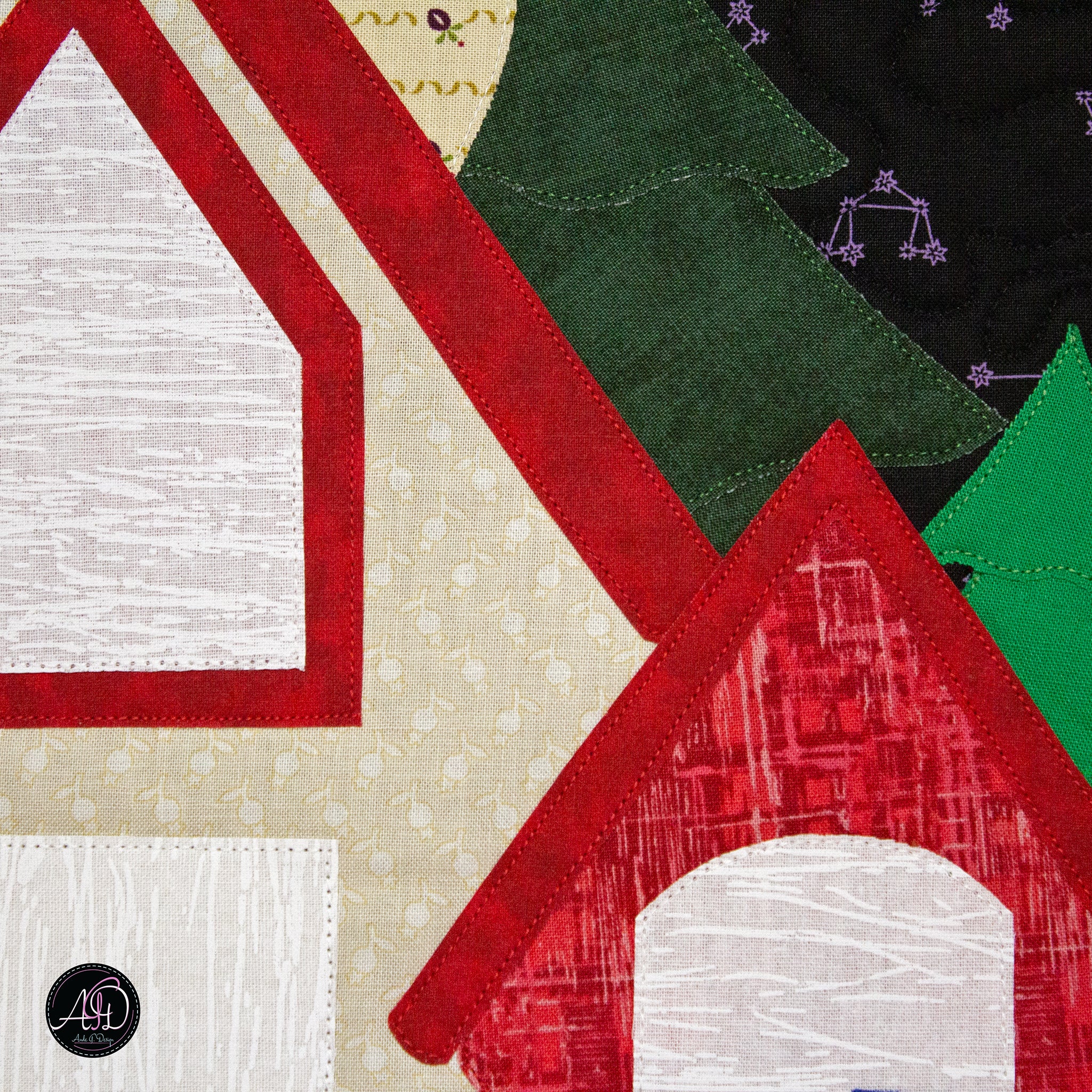 Crimson Falls Cabin Quilted Wall Hanging | Applique Wall Hanging