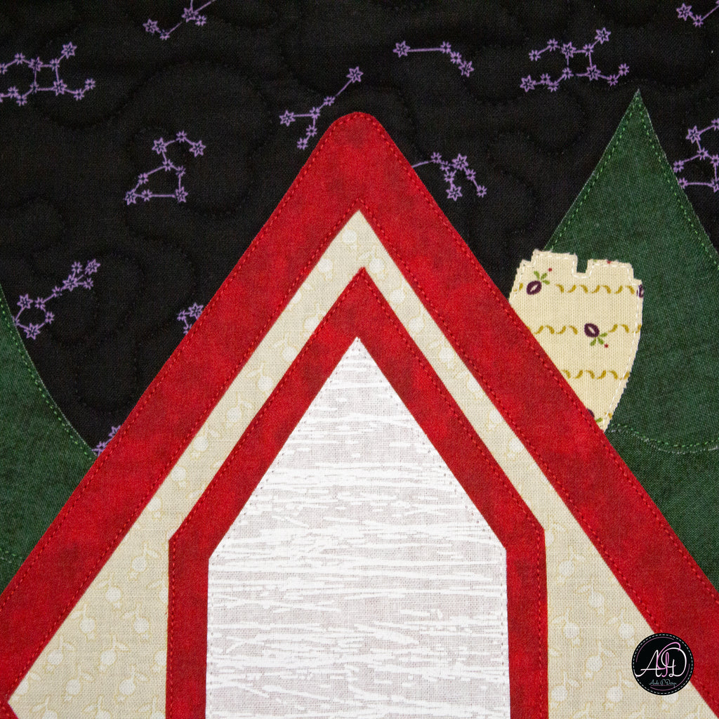 Crimson Falls Cabin Quilted Wall Hanging | Applique Wall Hanging