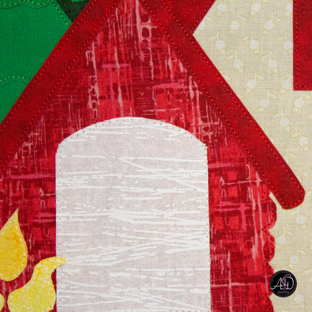 Crimson Falls Cabin Quilted Wall Hanging | Applique Wall Hanging