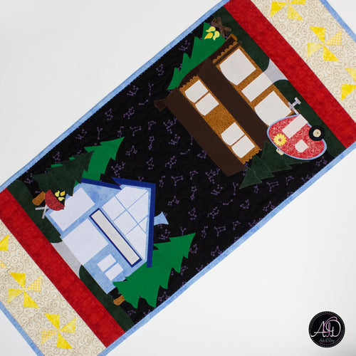 Campfire Pinwheels Quilted Table Runner | Applique Table Runner