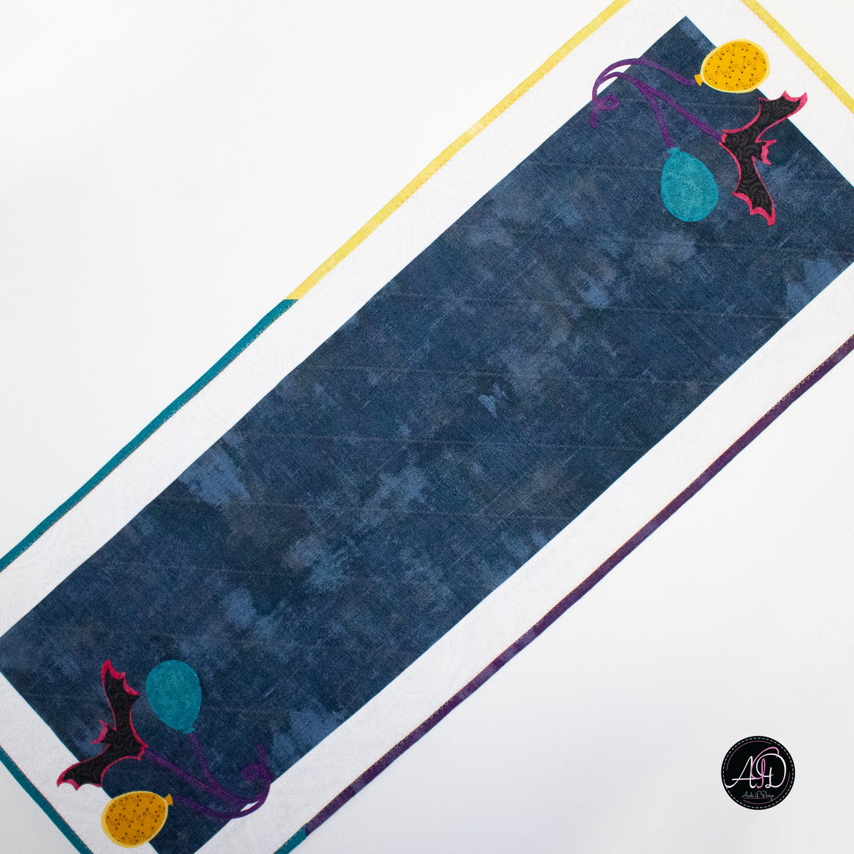 Bat Balloons Haunted Carnival Quilted Applique Table Runner | Halloween Home Decor