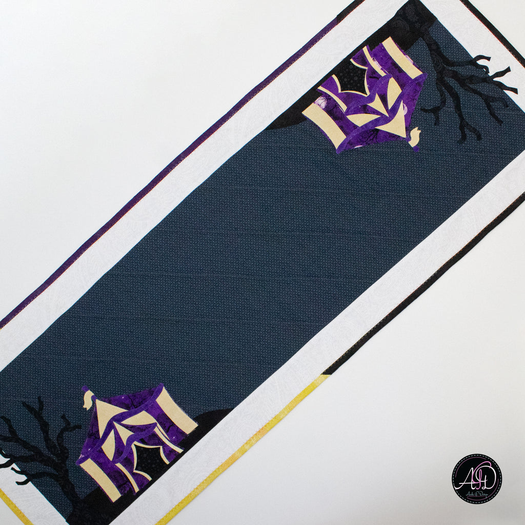Circus Tent Haunted Carnival Quilted Applique Table Runner | Halloween Home Decor