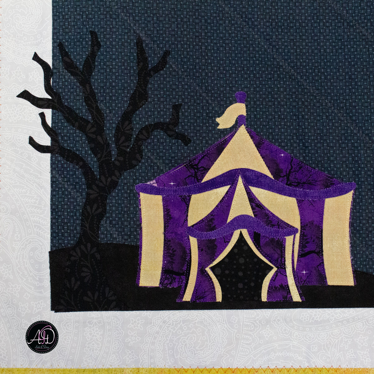 Circus Tent Haunted Carnival Quilted Applique Table Runner | Halloween Home Decor