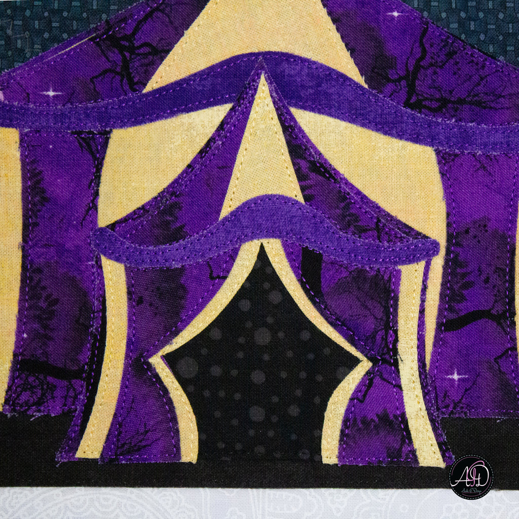 Circus Tent Haunted Carnival Quilted Applique Table Runner | Halloween Home Decor