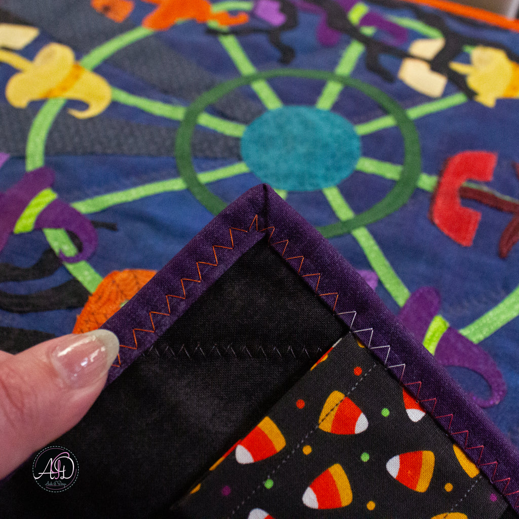 Ferris Wheel Haunted Carnival Quilted Applique Wall Hanging | Halloween Home Decor