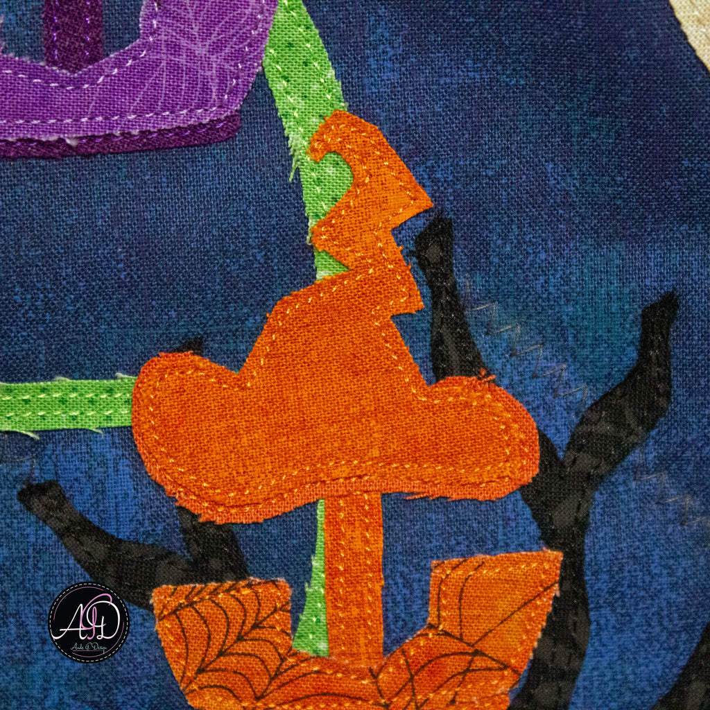 Ferris Wheel Haunted Carnival Quilted Applique Wall Hanging | Halloween Home Decor