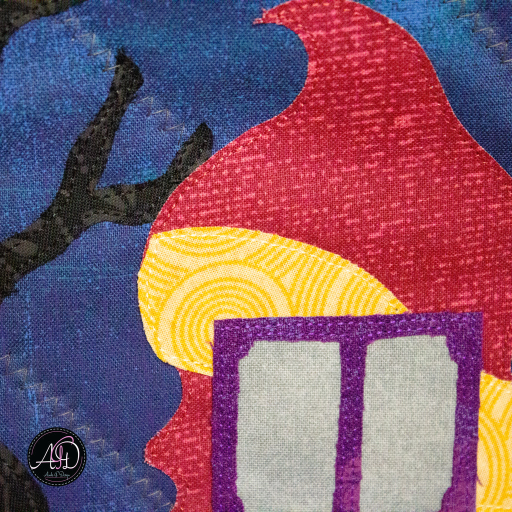 Ferris Wheel Haunted Carnival Quilted Applique Wall Hanging | Halloween Home Decor