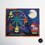 Ferris Wheel Haunted Carnival Quilted Applique Wall Hanging | Halloween Home Decor