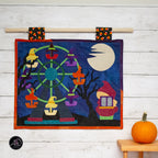 Ferris Wheel Haunted Carnival Quilted Applique Wall Hanging | Halloween Home Decor