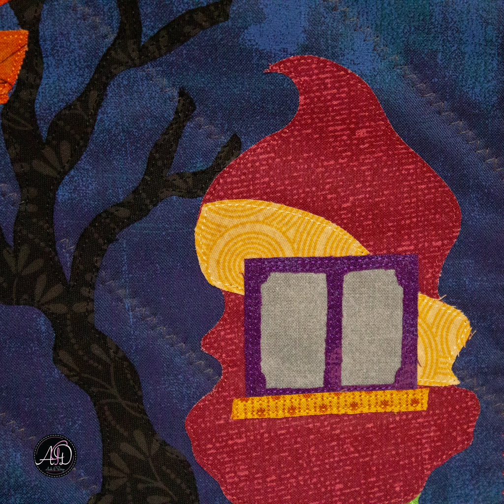 Ferris Wheel Haunted Carnival Quilted Applique Wall Hanging | Halloween Home Decor