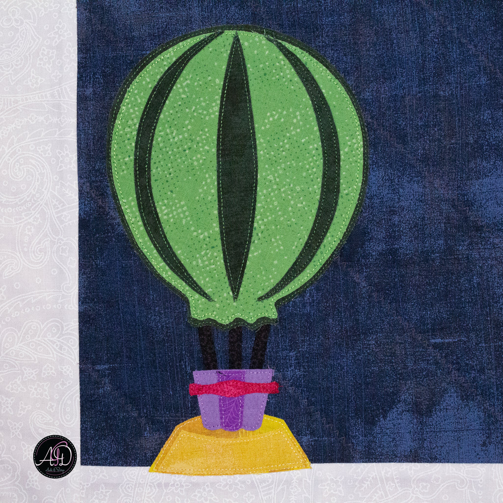 Hot Air Balloon Haunted Carnival Quilted Applique Table Runner | Halloween Home Decor