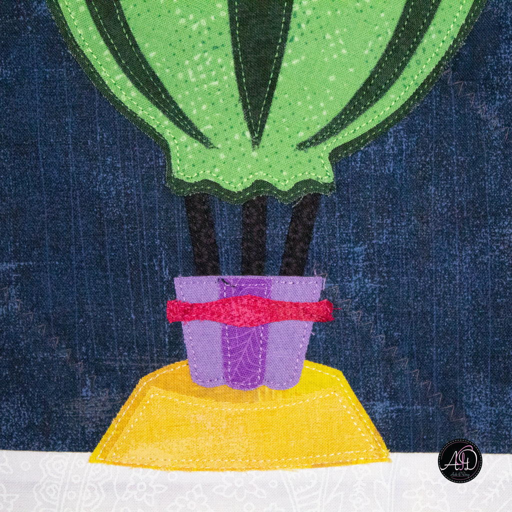 Hot Air Balloon Haunted Carnival Quilted Applique Table Runner | Halloween Home Decor