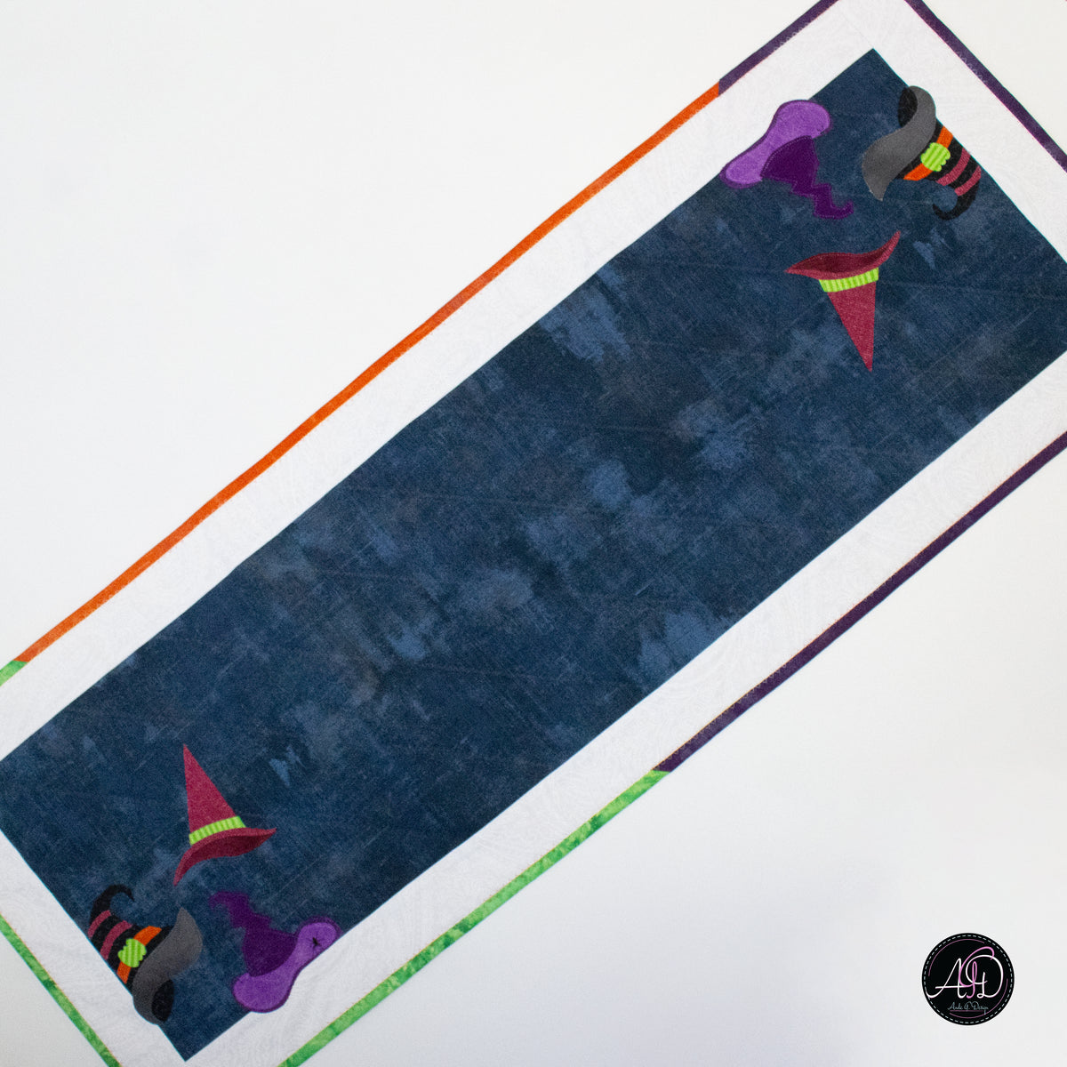Witch Hat Haunted Carnival Quilted Applique Table Runner | Halloween Home Decor