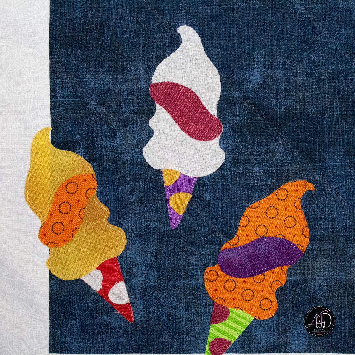 Ice Cream Haunted Carnival Quilted Applique Table Runner | Halloween Home Decor