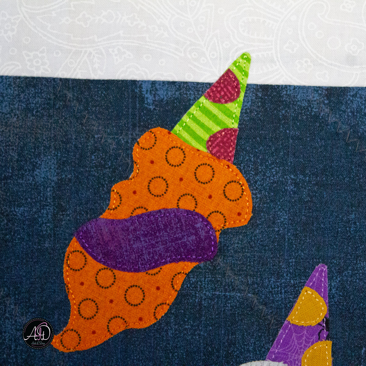 Ice Cream Haunted Carnival Quilted Applique Table Runner | Halloween Home Decor