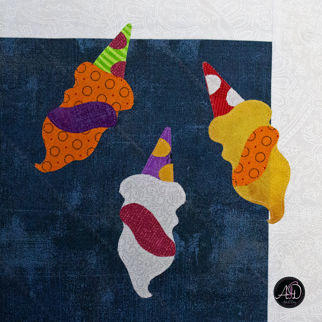 Ice Cream Haunted Carnival Quilted Applique Table Runner | Halloween Home Decor