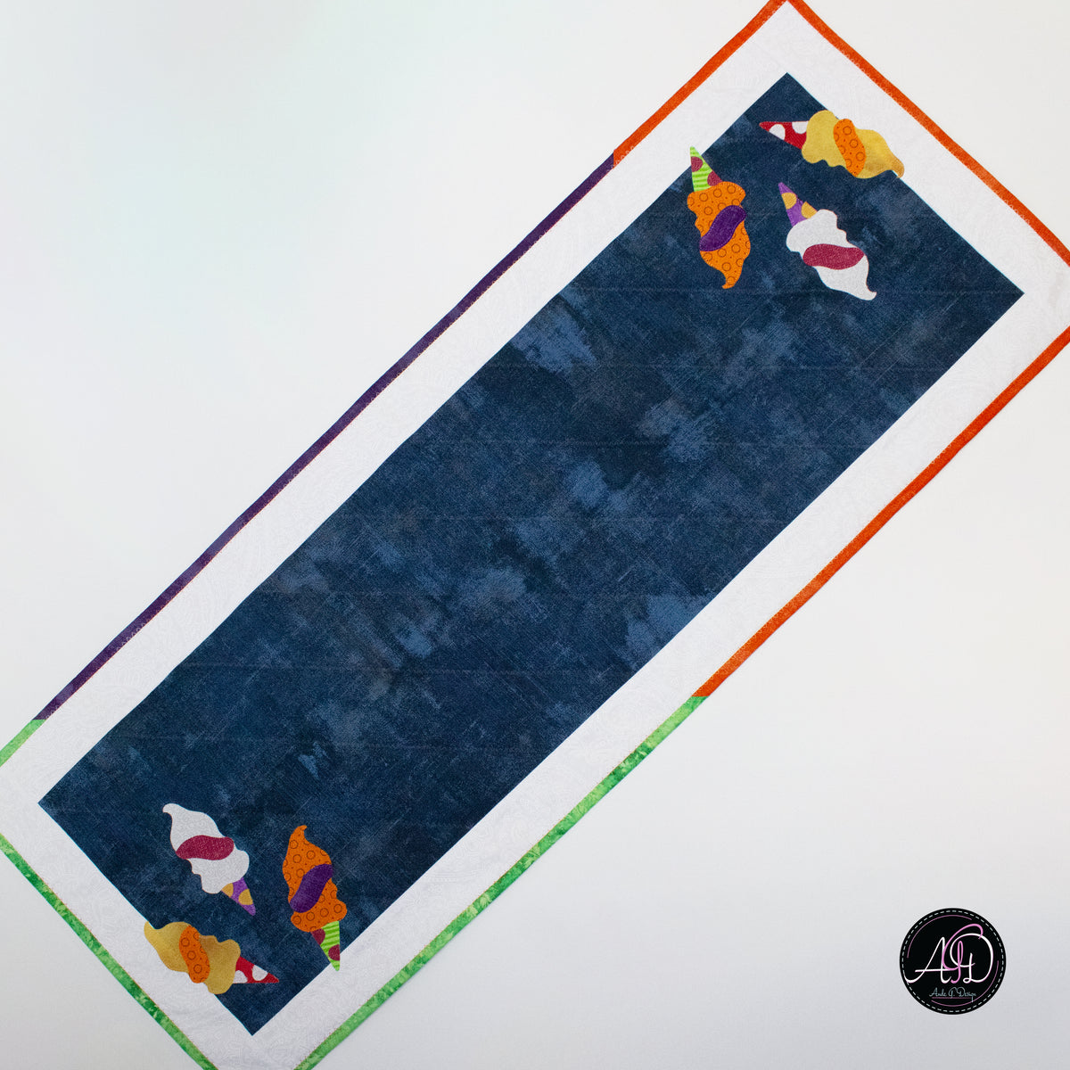 Ice Cream Haunted Carnival Quilted Applique Table Runner | Halloween Home Decor