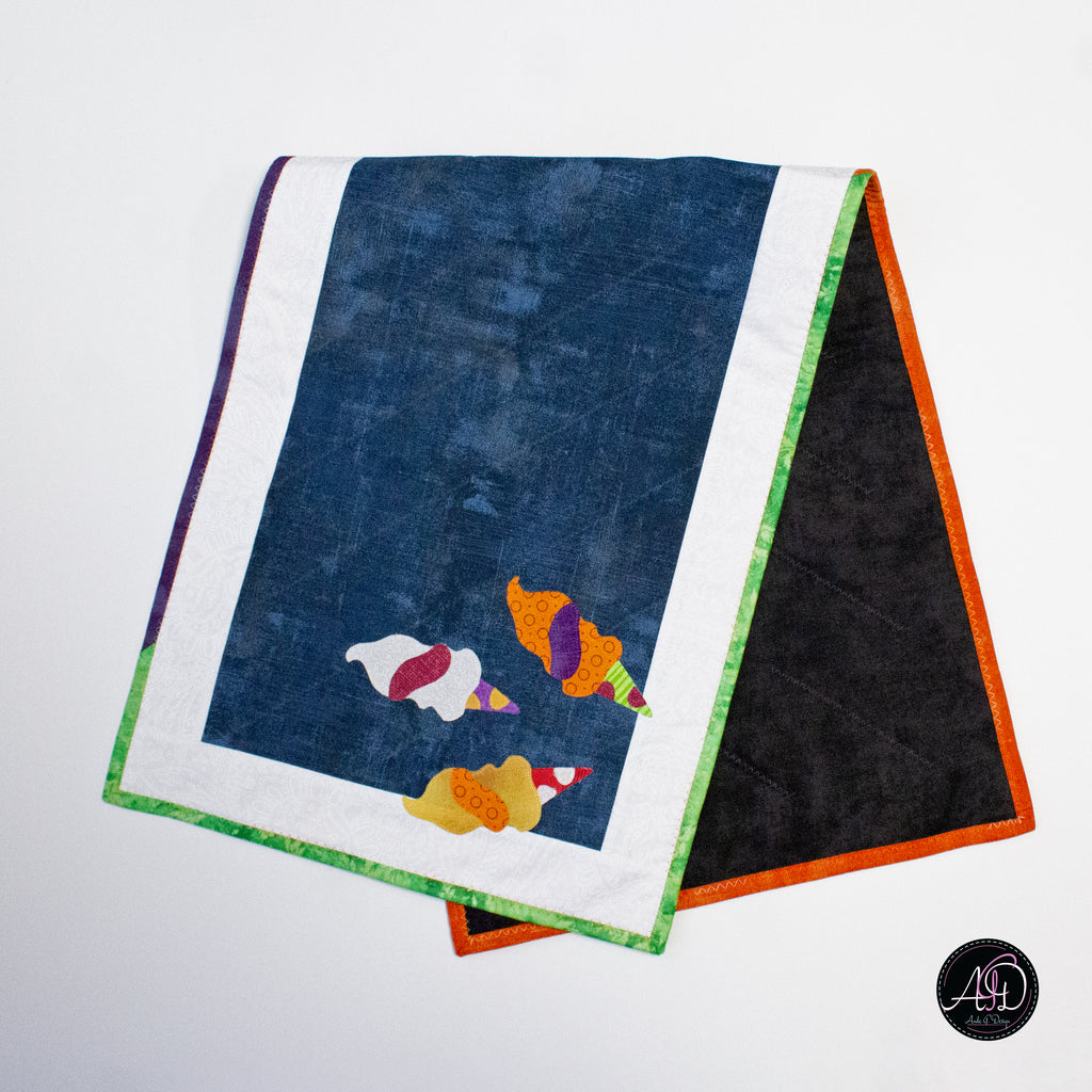 Ice Cream Haunted Carnival Quilted Applique Table Runner | Halloween Home Decor
