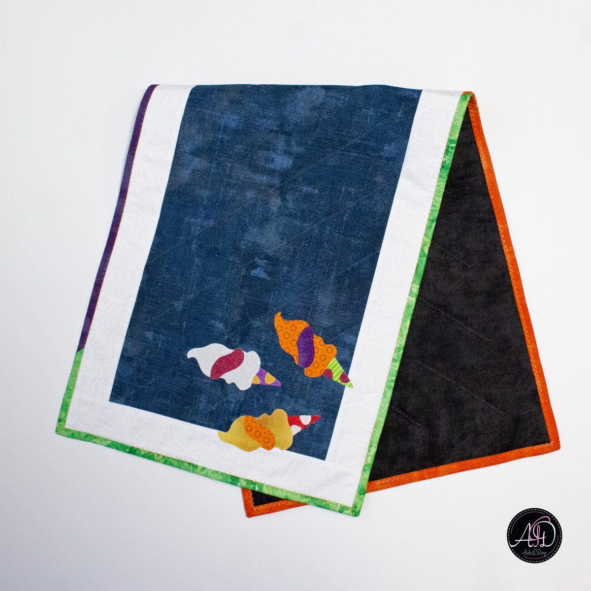 Ice Cream Haunted Carnival Quilted Applique Table Runner | Halloween Home Decor