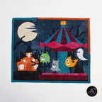 Monster Carousel Haunted Carnival Quilted Applique Wall Hanging | Halloween Home Decor
