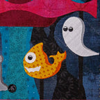 Monster Carousel Haunted Carnival Quilted Applique Wall Hanging | Halloween Home Decor