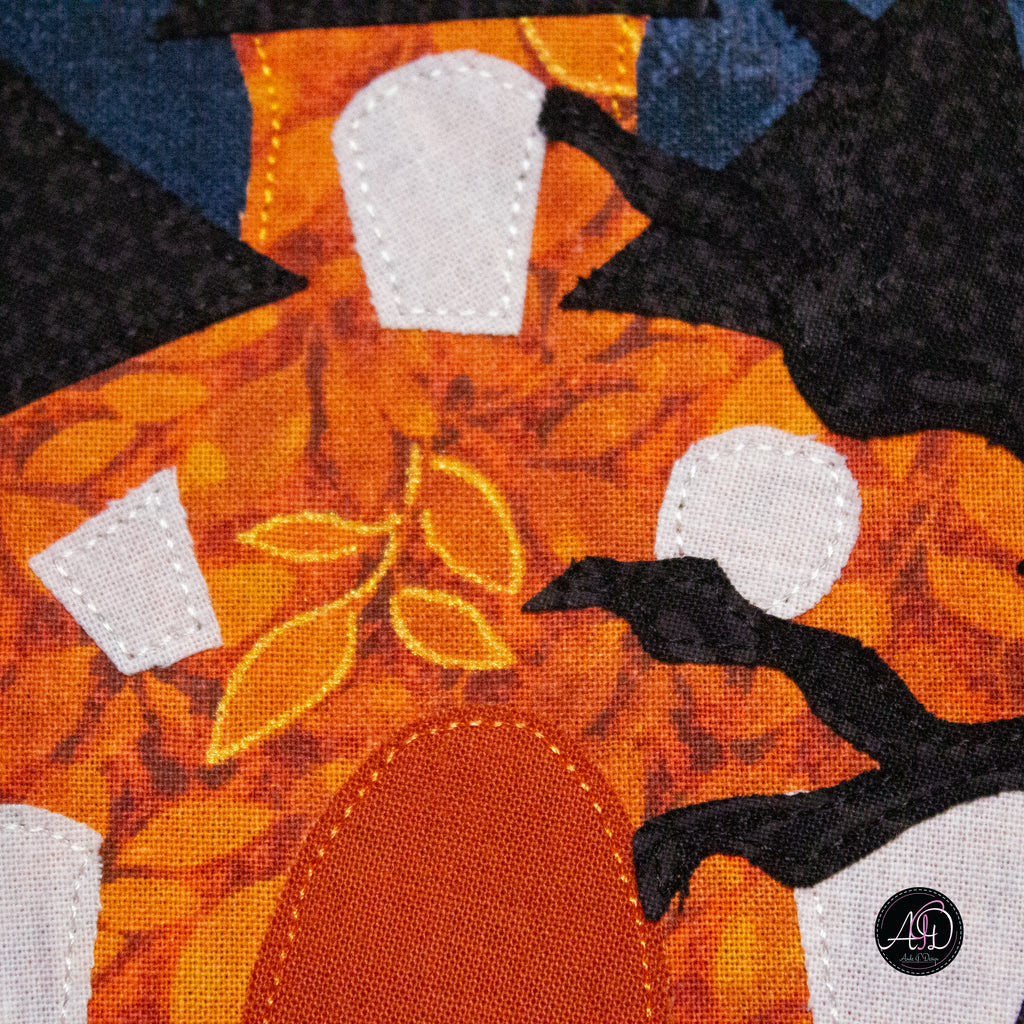 Monster Carousel Haunted Carnival Quilted Applique Wall Hanging | Halloween Home Decor