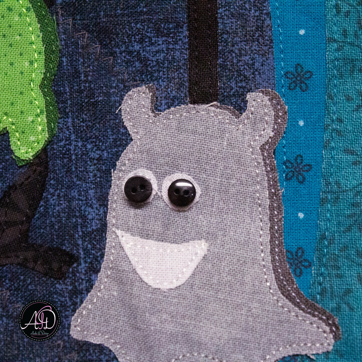 Monster Carousel Haunted Carnival Quilted Applique Wall Hanging | Halloween Home Decor