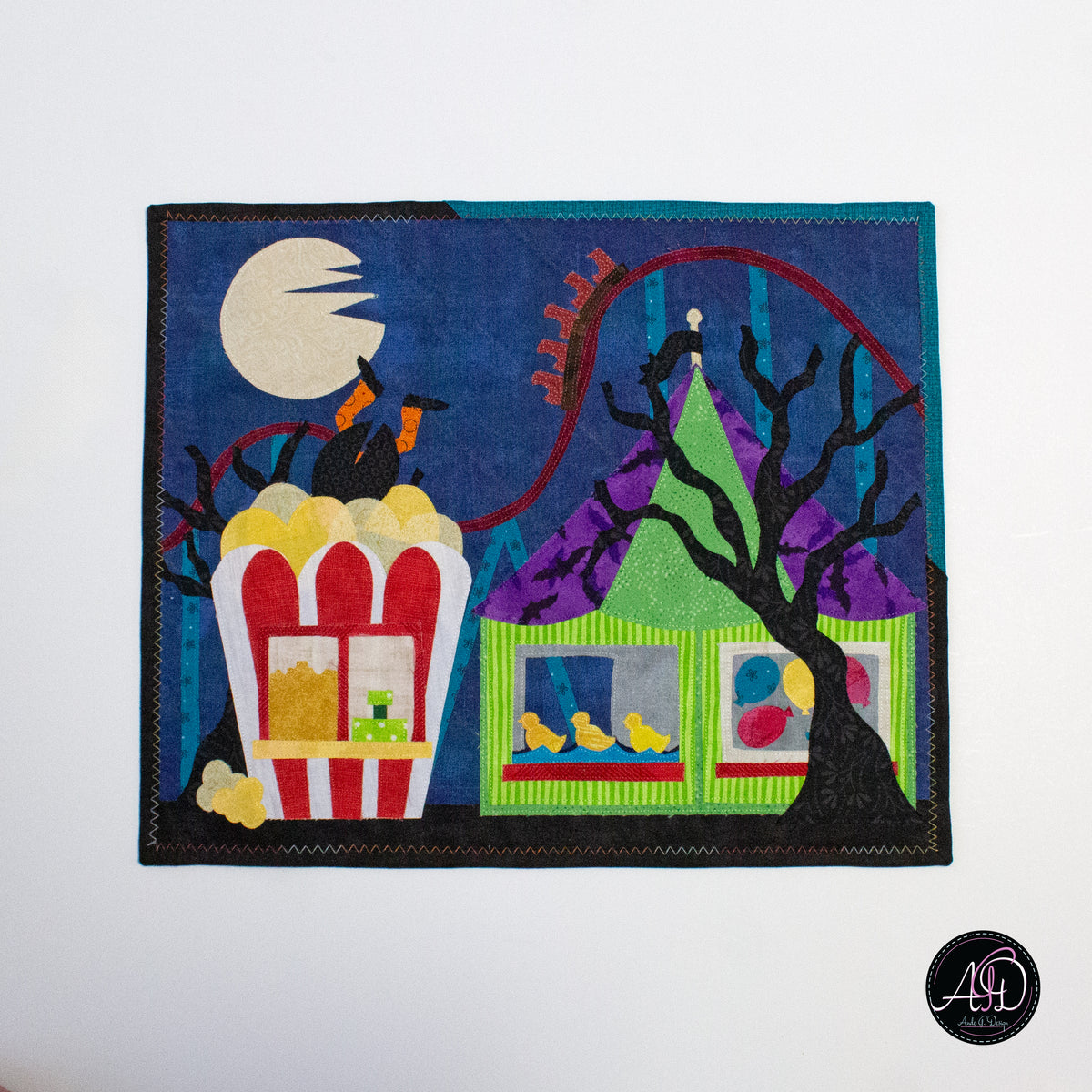 Haunted Carnival Games Quilted Applique Wall Hanging | Halloween Home Decor