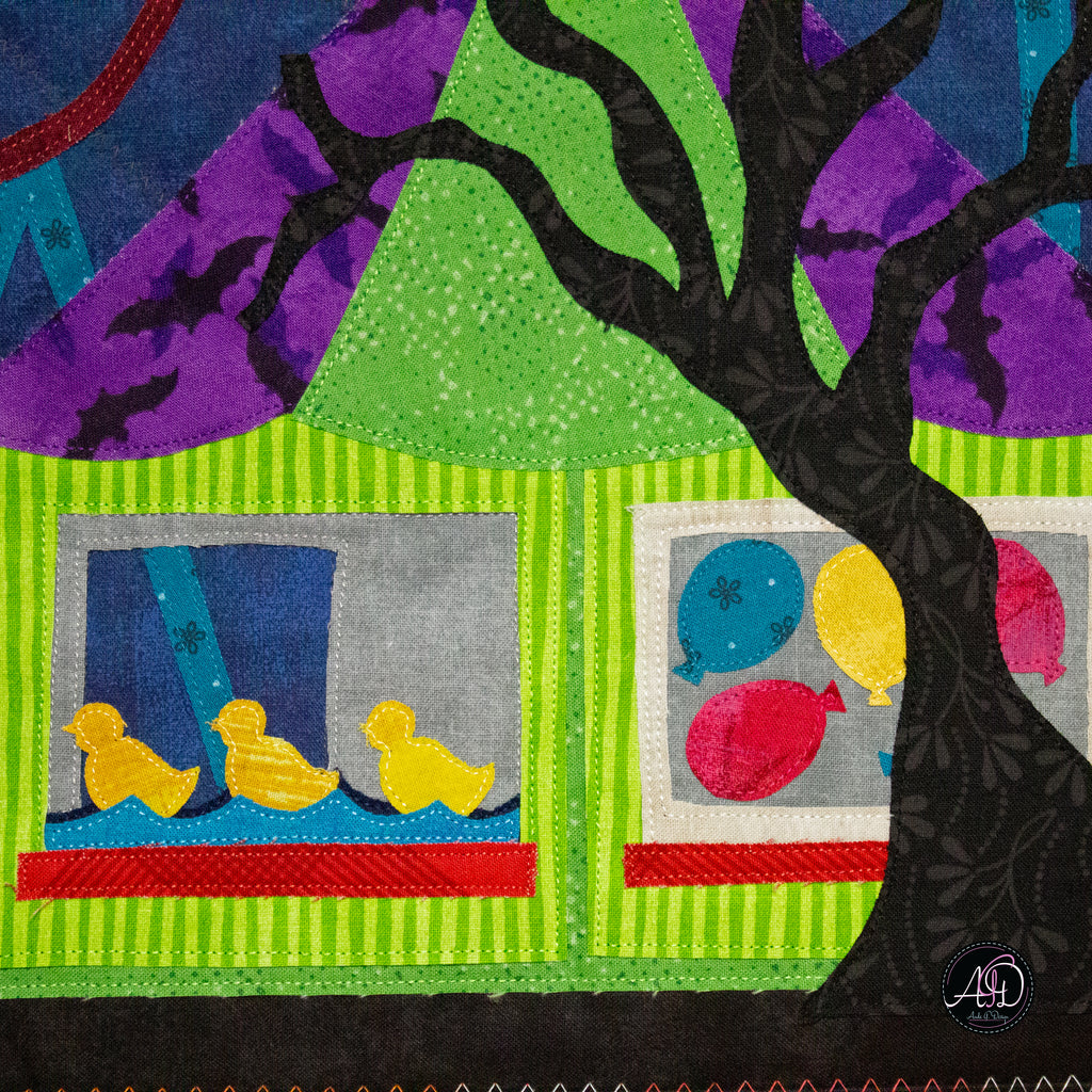 Haunted Carnival Games Quilted Applique Wall Hanging | Halloween Home Decor