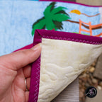 Blue & Green Beach Hut Quilted Table Runner | Applique Table Runner
